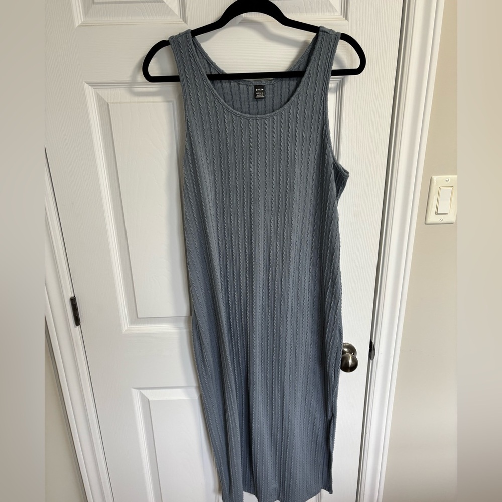 SHEIN Blue Textured Maxi Dress